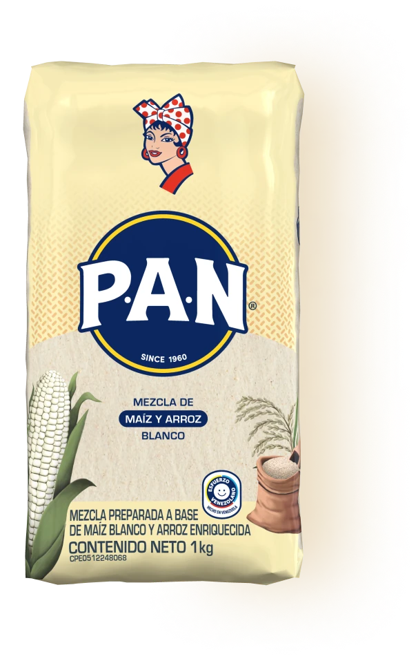 Fotografía de referencia: Harina P.A.N. · maíz blanco y arroz